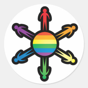 Rainbow People Circle Classic Round Sticker