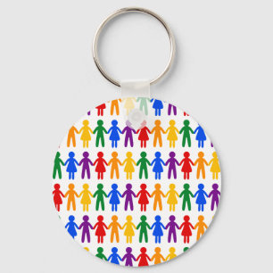 Rainbow People Pattern Keychain