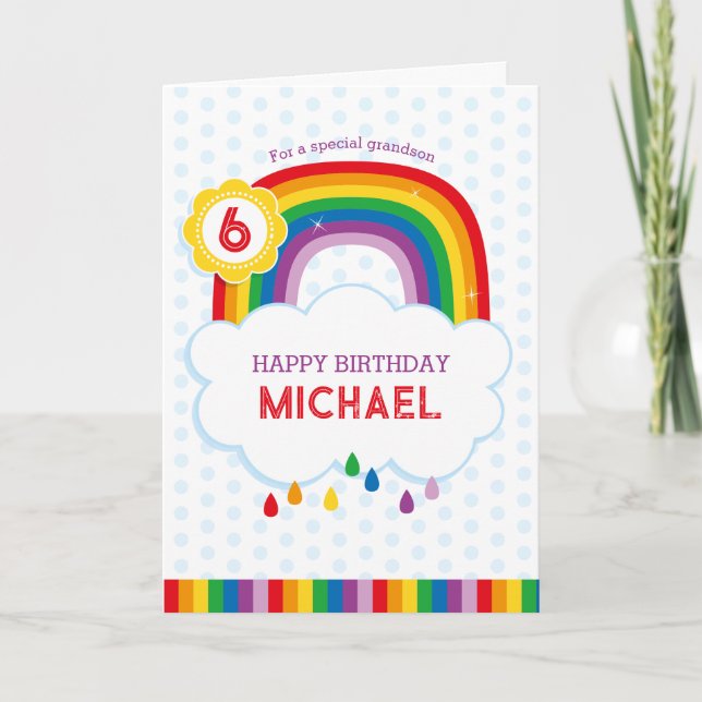 Rainbow Personalized Birthday Card for Kids (Front)