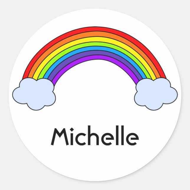 Rainbow Personalized Classic Round Sticker (Front)