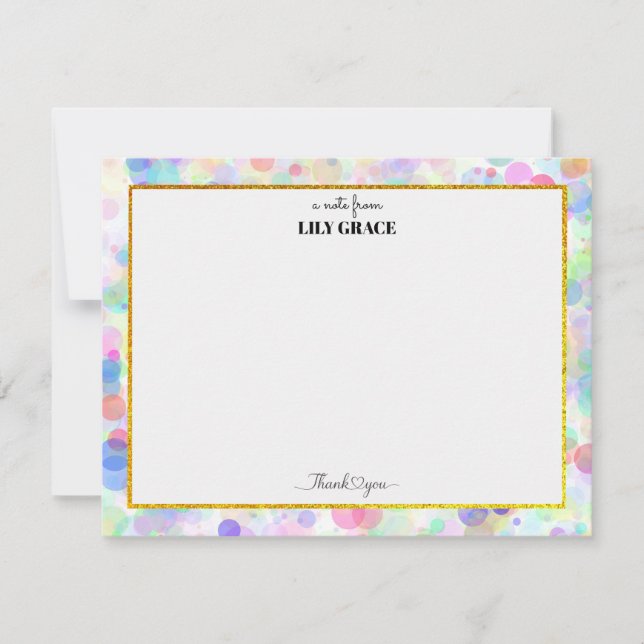 Rainbow Personalized Name Monogram, Thank You Gift Card (Front)