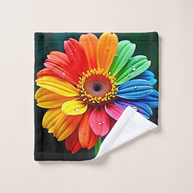 Rainbow Petal Flower Art (Gant de toilette)
