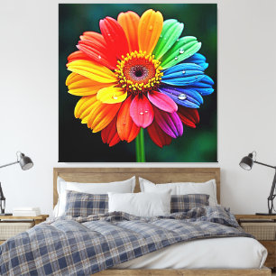 Rainbow Petal Flower Art Canvas Print