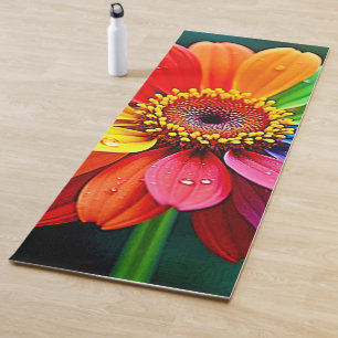 Rainbow Petal Flower Art Yoga Mat