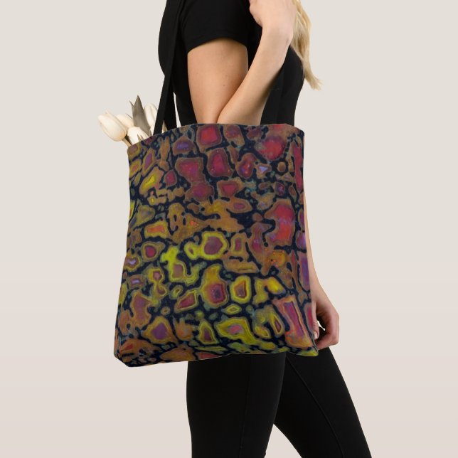 Rainbow Petrified Dinosaur Bone Tote Bag (Close Up)