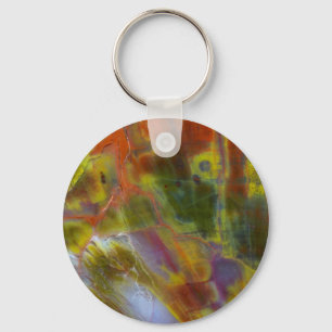 Rainbow Petrified Wood Keychain