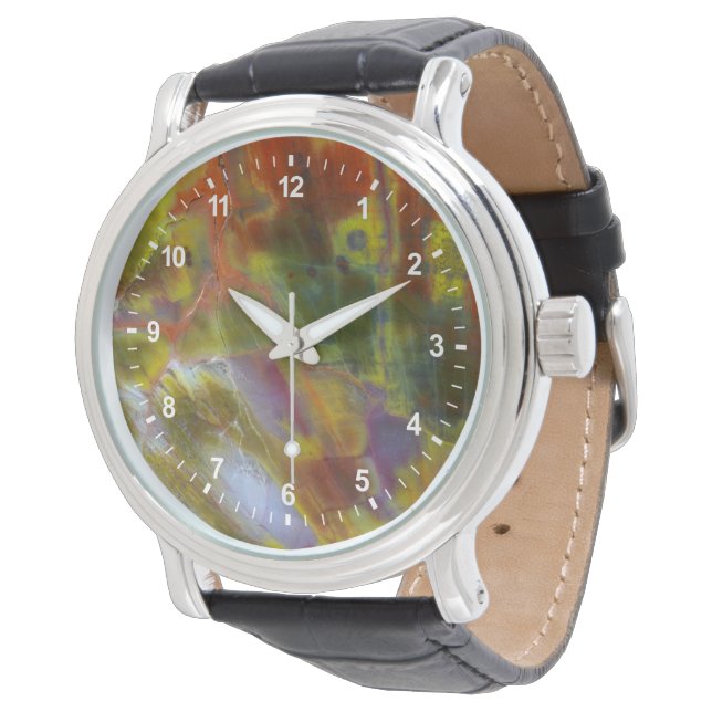 Rainbow Petrified Wood Watch (Angled)
