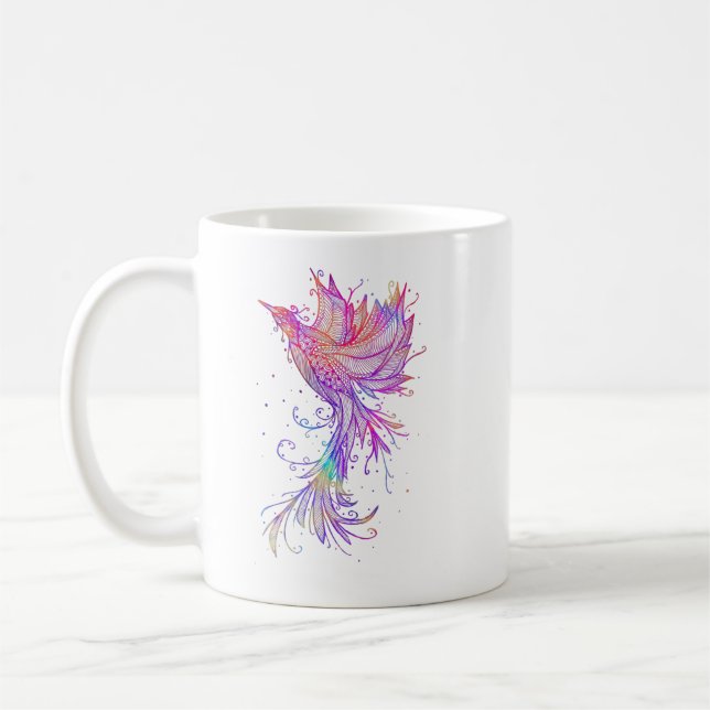 Rainbow Phoenix Bird Tattoo Coffee Mug (Left)