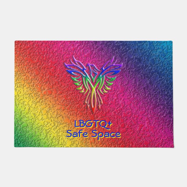 Rainbow Phoenix Rising LBGTQ+ with your initials Doormat (Front)