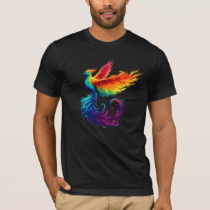 Rainbow Phoenix Rising with Pride LGBTQ Bird T-Shirt