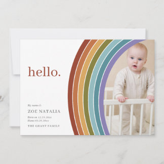 Rainbow Photo Birth Announcement Card
