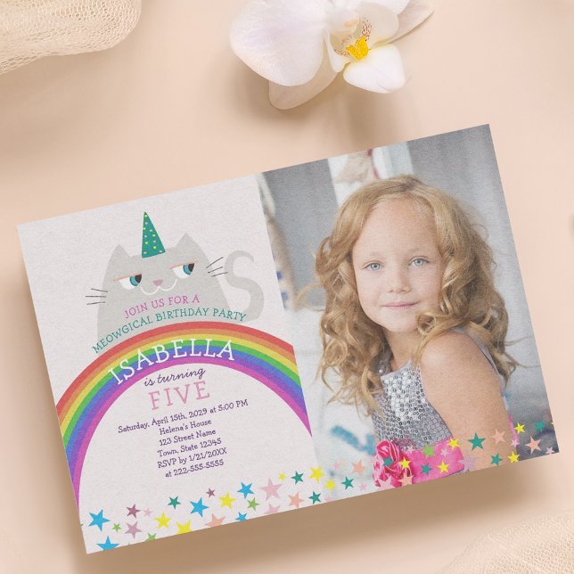 Rainbow Photo Birthday Invitation (Creator Uploaded)