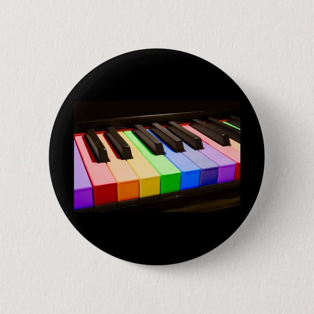 Rainbow Piano 2 Inch Round Button (Front)