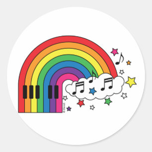 Rainbow Piano Classic Round Sticker