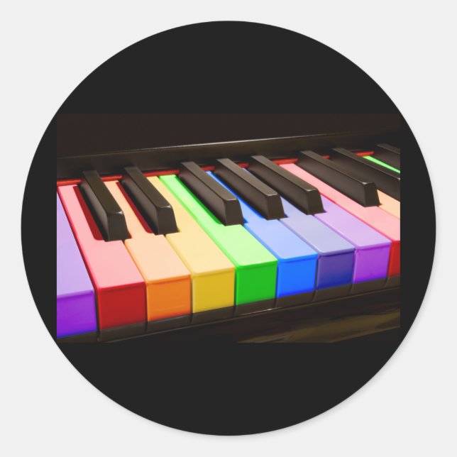 Rainbow Piano Classic Round Sticker (Front)