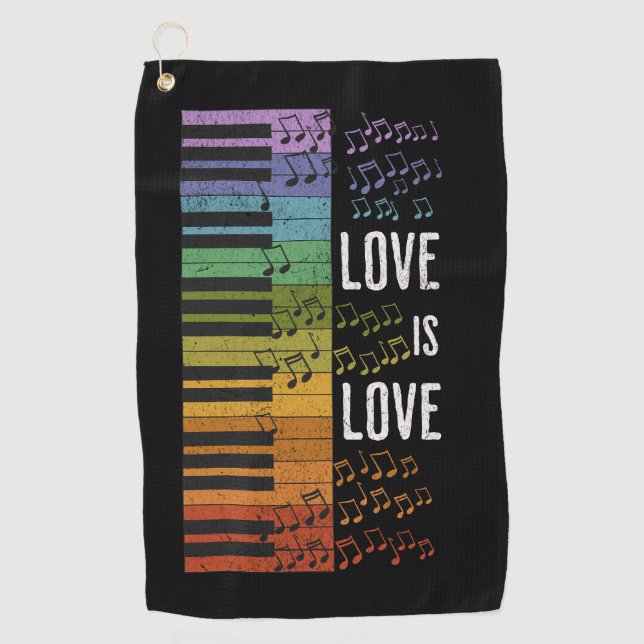 Rainbow piano golf towel (Front)