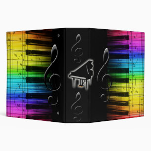 Rainbow Piano Keyboard and Music Notes Binder