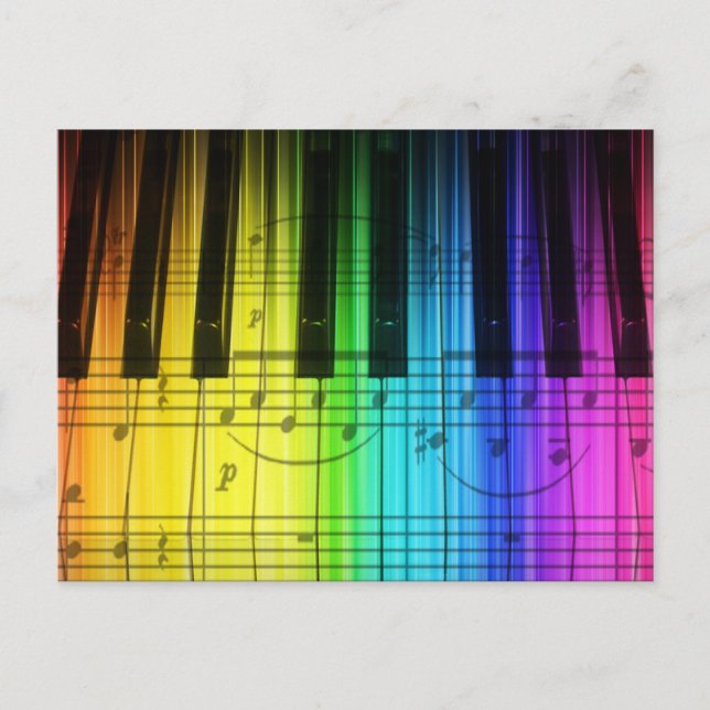 Rainbow Piano Keyboard and Notes Postcard (Front)