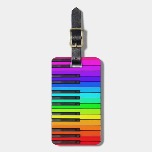 Rainbow Piano Keyboard Luggage Tag (Front Vertical)