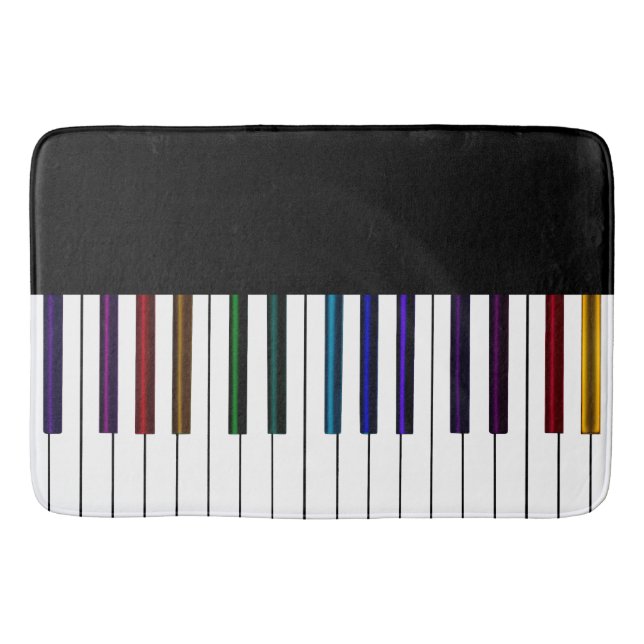 Rainbow Piano Keyboard Music Bedspread Bath Mat (Front)