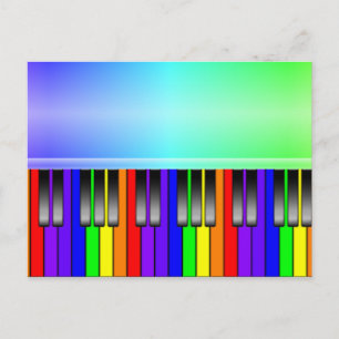 Rainbow Piano Keyboard Postcard