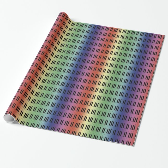 Rainbow Piano Keys Pattern Wrapping Paper (Unrolled)
