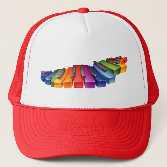 Rainbow Piano Keys Trucker Hat (Front)