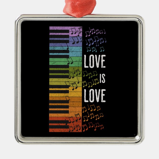 Rainbow piano metal ornament (Front)