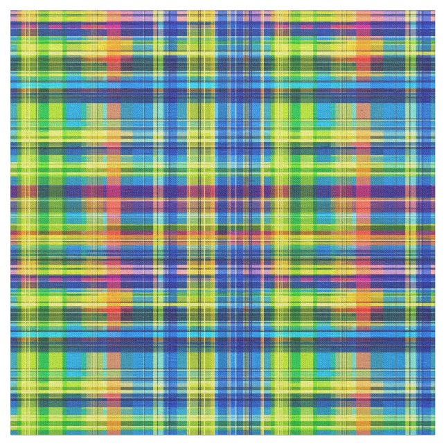 Rainbow Picnic Plaid Fabric (Close Up)