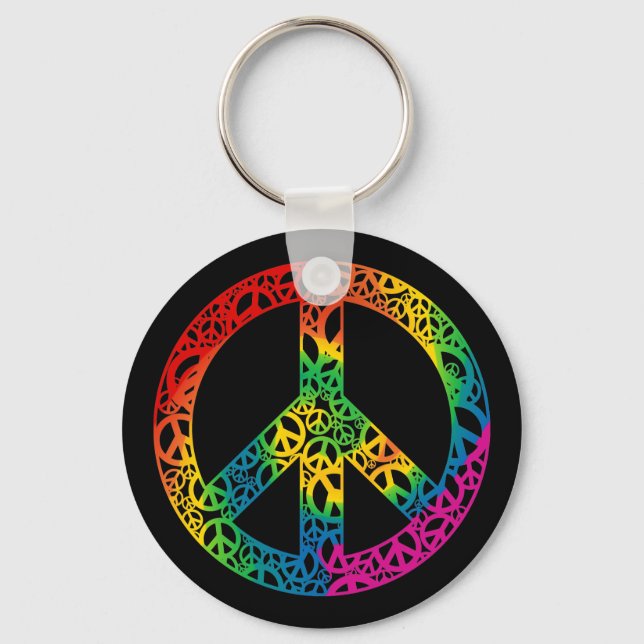 Rainbow Pieces of Peace Keychain (Front)