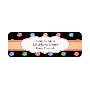 Rainbow Pig Pattern on black