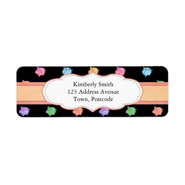 Rainbow Pig Pattern on black (Front)