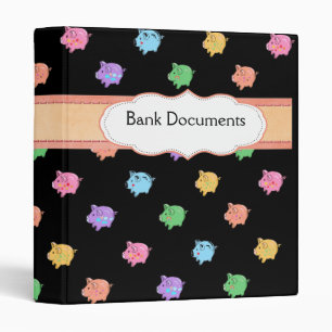 Rainbow Pig Pattern on black Binder