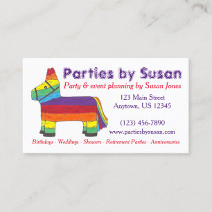 Rainbow Piñata Party Event Planner Planning Business Card