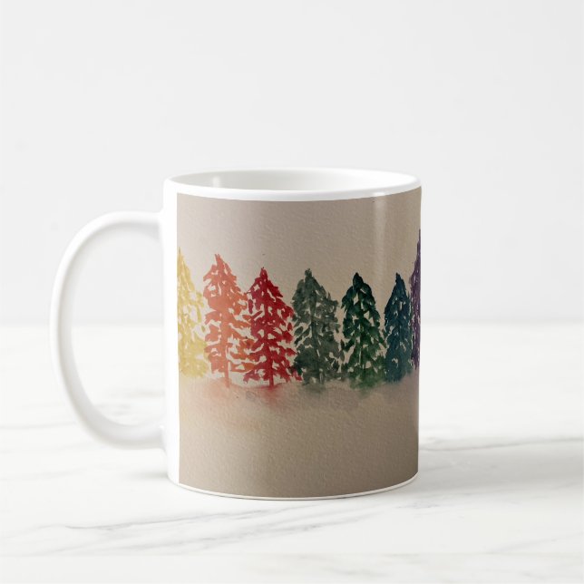 Rainbow Pine Trees Coffee Mug (Left)