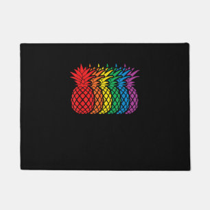 Rainbow Pineapples Aloha Hawaiian Gay Pride Month  Doormat