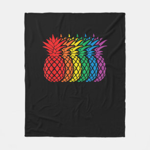 Rainbow Pineapples Aloha Hawaiian Gay Pride Month Fleece Blanket