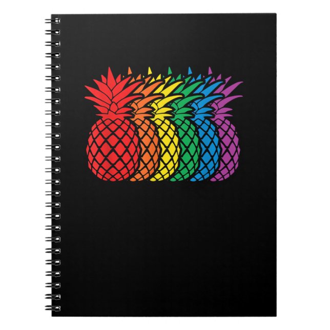 Rainbow Pineapples Aloha Hawaiian Gay Pride Month  Notebook (Front)
