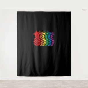Rainbow Pineapples Aloha Hawaiian Gay Pride Month Tapestry