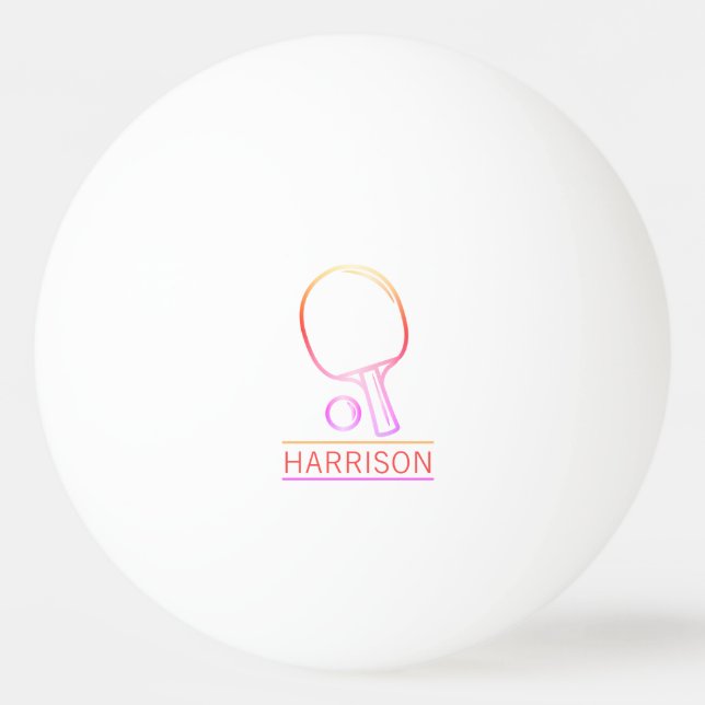 Rainbow Ping Pong Emblem Personalized White Ball (Front)