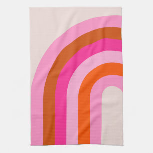 Rainbow Pink and Orange Boho Arch Kitchen Towel