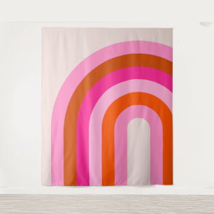 Rainbow Pink and Orange Boho Arch Tapestry