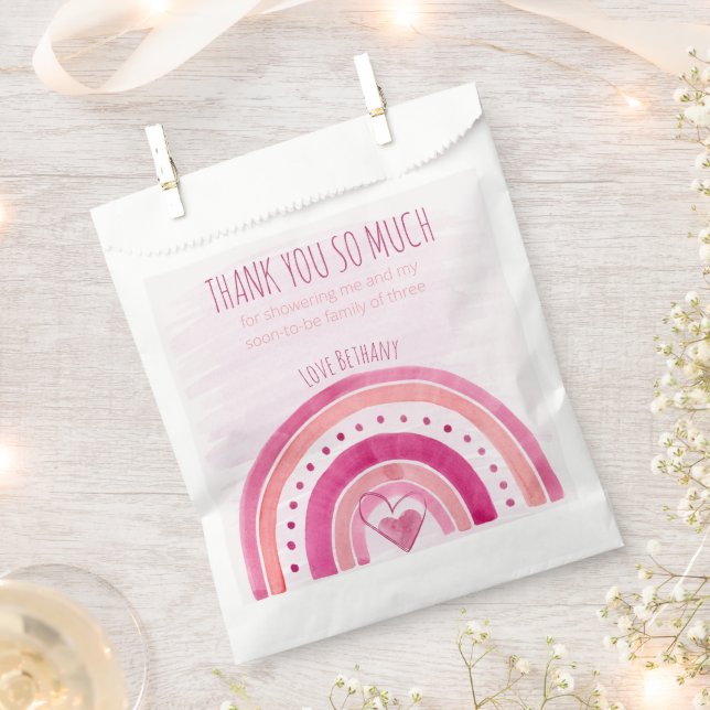 Rainbow Pink Baby Shower Favour Bag (Clipped)
