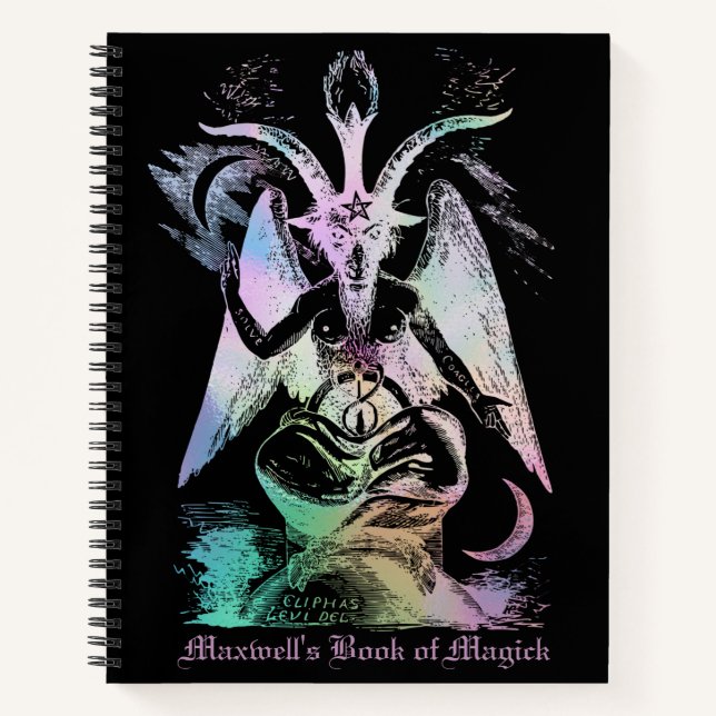 Rainbow Pink Baphomet Sabbatical Goat LHP Gothic Notebook (Front)