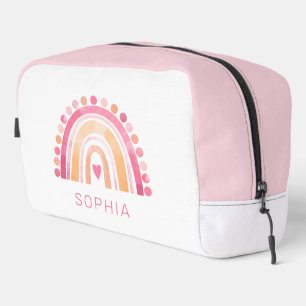 Rainbow, pink boho watercolor dopp kit