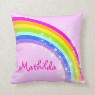 rainbow pink - girls name Mathilda cushion pillow
