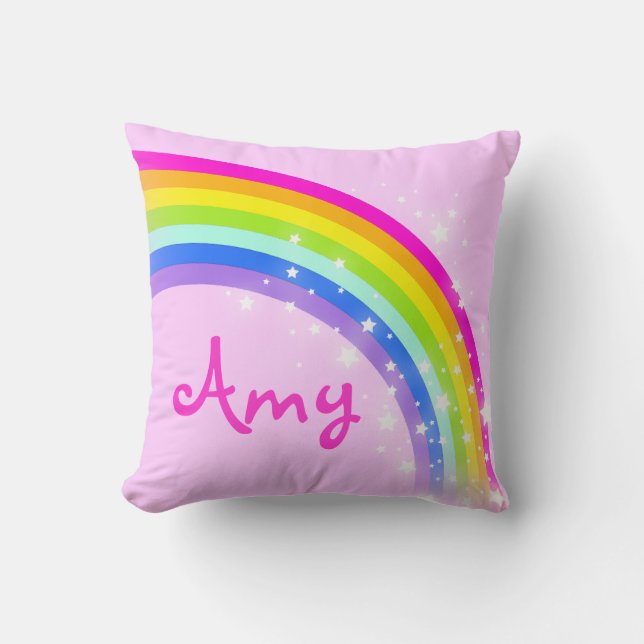 rainbow pink - girls short name Amy cushion pillow (Front)