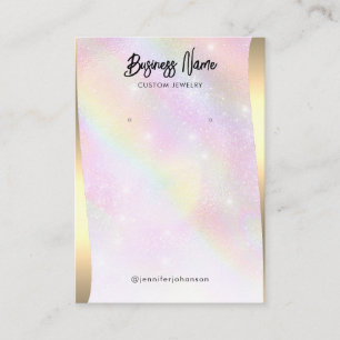 Rainbow Pink Gold Glitter Jewellery Holder Earring Business Card