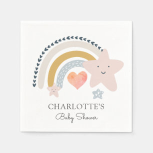Rainbow Pink Heart Girl Baby Shower  Napkin