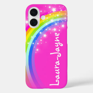 Rainbow pink long name option  iPhone 16 case